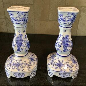 CANDLE HOLDER VICTORIA ENGLAND SET OF 2 ceramic